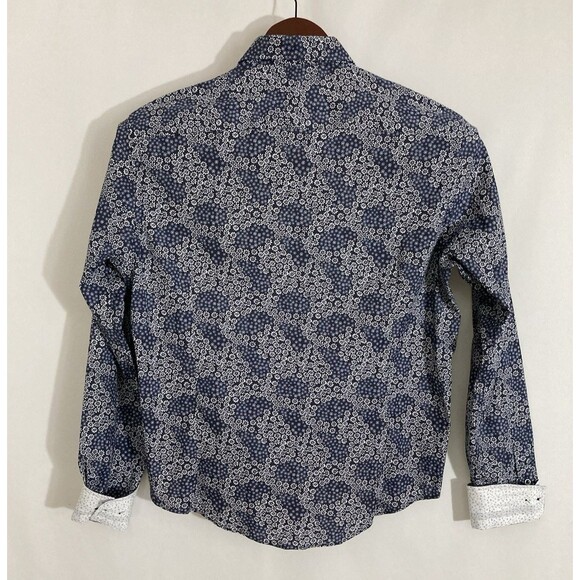 Guide London Men’s Shirt L Blue Floral Print Button Up Cotton Casual Preppy - Picture 3 of 8
